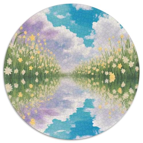 Gypsophila Rundes 1000 Puzzles Künstlerisches Pflanze Für Erwachsene Kinder Großes Hohe Qualität Aus Recycelten Materialien Stressfreisetzung Spielzeug 1000pcs (67.5x67.5cm) von NTBSDVKDO