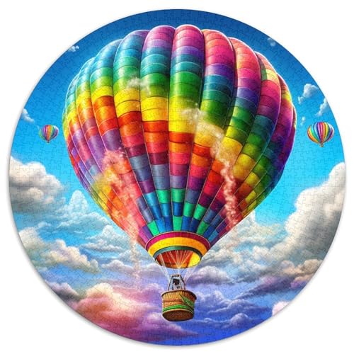 Heißluftballon Puzzles 1000 Teile Künstlerisches Rund Jigsaw Puzzle Für Erwachsene Kinder Großes Präzise Schnittführung Bildungswert 1000pcs (67.5x67.5cm) von NTBSDVKDO