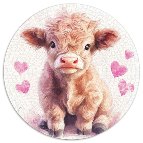 Highland Rinder Puzzles 1000 Teile Künstlerisches Rund Jigsaw Puzzle Für Erwachsene Kinder Großes Präzise Schnittführung Bildungswert 1000pcs (67.5x67.5cm) von NTBSDVKDO