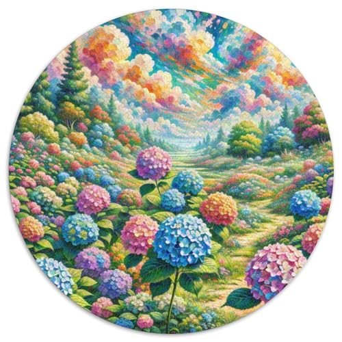 Hydrangee Makrophylle Puzzles 1000 Teile Künstlerisches Pflanze Circular Für Erwachsene Schwieriges Präzise Schnittführung Stressfreisetzung Spielzeug 1000pcs (67.5x67.5cm) von NTBSDVKDO