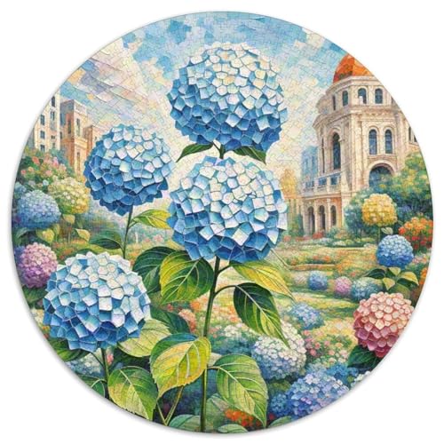 Hydrangee Makrophylle Puzzles 1000 Teile Unregelmäßige Einzigartige Pflanze Rund Jigsaw Puzzle Geeignet Ab 12 Jahren Pädagogisches Präzise Schnittführung Verringerter Druck 1000pcs (67.5x67.5cm) von NTBSDVKDO