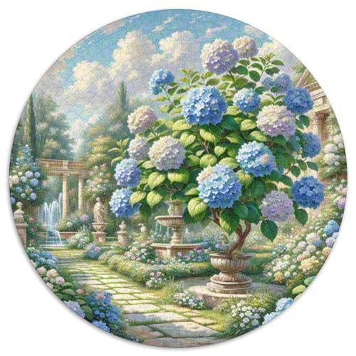 Hydrangee Makrophylle Rundes 1000 Puzzle Künstlerisches Pflanze Puzzles Rundfür Erwachsene Kinder Großes Hohe Qualität Aus Recycelten Materialien Stressfreisetzung Spielzeug 1000pcs (67.5x67.5cm) von NTBSDVKDO
