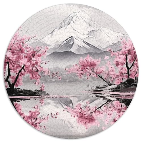 Japanische Kirsche Rundes 1000 Jigsaw Puzzles Unregelmäßige Einzigartige Rund Für Erwachsene Und Kinder Ab 12 Jahren Pädagogisches Präzise Schnittführung 1000pcs (67.5x67.5cm) von NTBSDVKDO