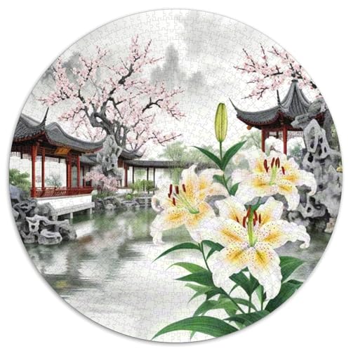 Lilienblume Puzzles 1000 Teile Künstlerisches Pflanze Circular Für Erwachsene Schwieriges Präzise Schnittführung Stressfreisetzung Spielzeug 1000pcs (67.5x67.5cm) von NTBSDVKDO