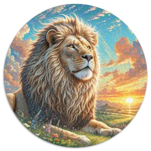 Löwen 1000 Stück Künstlerisches Tiere Rund Jigsaw Puzzle Für Erwachsene Kinder Schwieriges Unmögliches Puzzles Für Präzise Schnittführung Verringerter Druck 1000pcs (67.5x67.5cm) von NTBSDVKDO