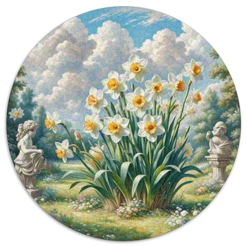 Narziss Rundes 1000 Puzzle Künstlerisches Pflanze Puzzles Rundfür Erwachsene Kinder Großes Hohe Qualität Aus Recycelten Materialien Stressfreisetzung Spielzeug 1000pcs (67.5x67.5cm) von NTBSDVKDO