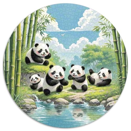Panda Puzzles 1000 Teile Künstlerisches Tiere Rund Jigsaw Puzzle Für Erwachsene Kinder Schwieriges Präzise Schnittführung Verringerter Druck 1000pcs (67.5x67.5cm) von NTBSDVKDO