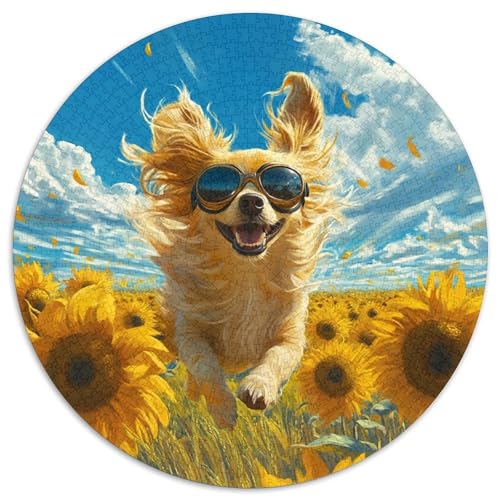 Papillon Hund Rundes Puzzle Mit 1000 Teilen Unregelmäßige Einzigartige Rund Jigsaw Puzzle Für Erwachsene Und Kinder Ab 12 Jahrengroßes Präzise Schnittführung Bildungswert 1000pcs (67.5x67.5cm) von NTBSDVKDO
