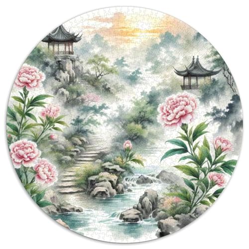 Peony Blume Puzzles 1000 Teile Unregelmäßige Einzigartige Naturlandschaft Rundes Für Erwachsene Kinder Großes Hohe Qualität Aus Recycelten Materialien Bildungswert1000pcs (67.5x67.5cm) von NTBSDVKDO
