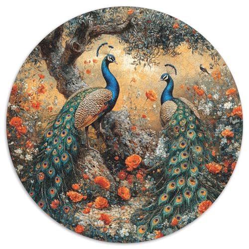 Pfauen 1000 Stück Künstlerisches Circular Puzzles Für Erwachsene Kinder Schwieriges Hohe Qualität Aus Recycelten Materialien Stressfreisetzung Spielzeug 1000pcs (67.5x67.5cm) von NTBSDVKDO