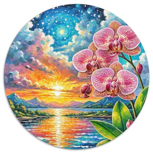 Phalaenopsis Orchideeee Puzzles 1000 Teile Künstlerisches Circular Puzzle Für Erwachsene Schwieriges Präzise Schnittführung Stressfreisetzung Spielzeug 1000pcs (67.5x67.5cm) von NTBSDVKDO