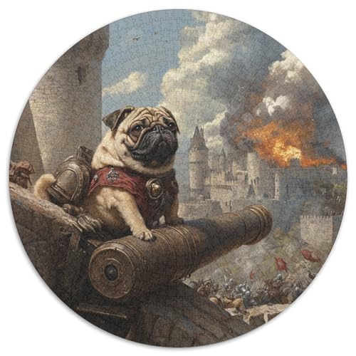 Pug Puzzles 1000 Teile Künstlerisches Rund Jigsaw Puzzle Für Erwachsene Und Kinder Ab 12 Jahren Kreative Erwachsene Präzise Schnittführung Pädagogisches 1000pcs (67.5x67.5cm) von NTBSDVKDO
