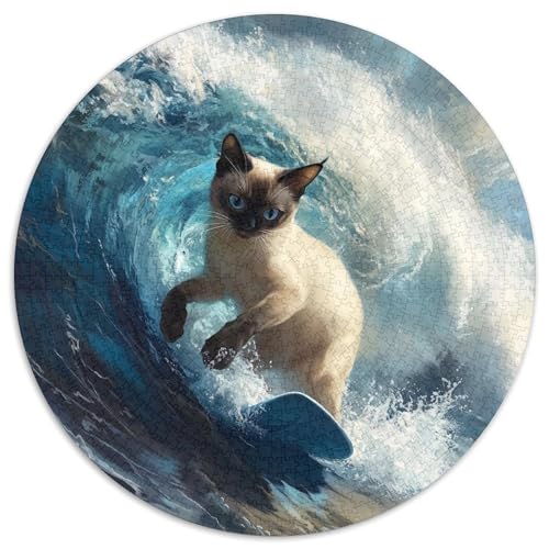 Ragdoll Katze Rundes 1000 Jigsaw Puzzles DIY Geeignet Ab 12 Jahren Kreative Erwachsene Präzise Schnittführung Stressfreisetzung Spielzeug 1000pcs (67.5x67.5cm) von NTBSDVKDO