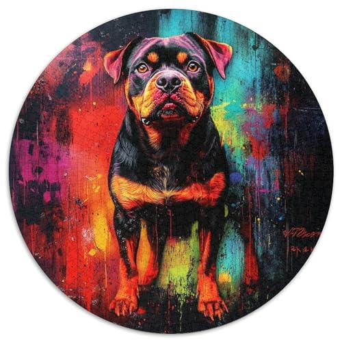 Rottweiler Puzzles 1000 Teile Unregelmäßige Einzigartige Rund Jigsaw Puzzle Geeignet Ab 12 Jahren Pädagogisches Präzise Schnittführung Verringerter Druck 1000pcs (67.5x67.5cm) von NTBSDVKDO