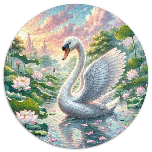 Schwan 1000 Stück Künstlerisches Tiere Circular Puzzles Für Erwachsene Kinder Schwieriges Hohe Qualität Aus Recycelten Materialien Stressfreisetzung Spielzeug 1000pcs (67.5x67.5cm) von NTBSDVKDO