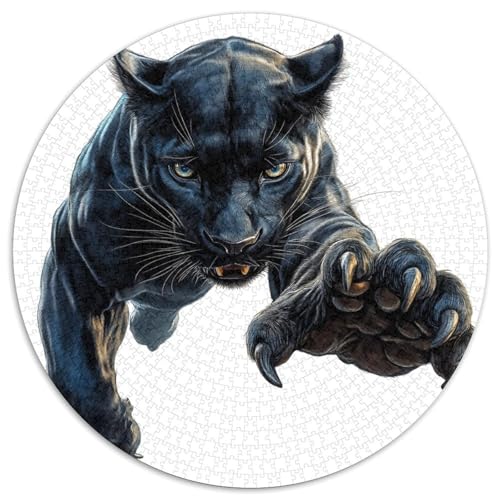 Schwarze Panther Puzzles 1000 Teile Künstlerisches Circular Für Erwachsene Schwieriges Präzise Schnittführung Stressfreisetzung Spielzeug 1000pcs (67.5x67.5cm) von NTBSDVKDO