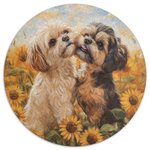 Shih Tzu 1000 Stück DIY Rund Jigsaw Puzzle Für Erwachsene Schwieriges Präzise Schnittführung Verringerter Druck 1000pcs (67.5x67.5cm) von NTBSDVKDO