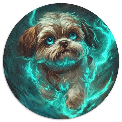 Shih Tzu Puzzles 1000 Teile Künstlerisches Rund Jigsaw Puzzle Für Erwachsene Und Kinder Ab 12 Jahren Schwieriges Unmögliches Puzzle Für Präzise Schnittführung Bildungswert 1000pcs (67.5x67.5cm) von NTBSDVKDO