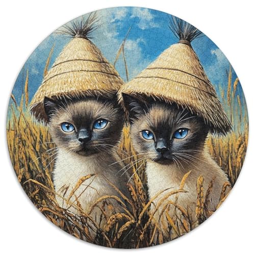 Siamese Kätzchen 1000 Puzzles DIY Circular Für Erwachsene Kinder Großes Hohe Qualität Aus Recycelten Materialien Stressfreisetzung Spielzeug 1000pcs (67.5x67.5cm) von NTBSDVKDO