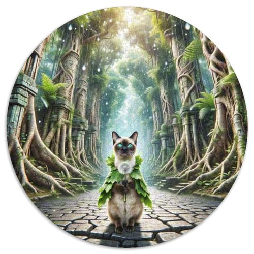 Siamese Kätzchen Katze 1000 Stück DIY Katze Tiere Rund Jigsaw Puzzle Für Erwachsene Schwieriges Präzise Schnittführung Verringerter Druck 1000pcs (67.5x67.5cm) von NTBSDVKDO