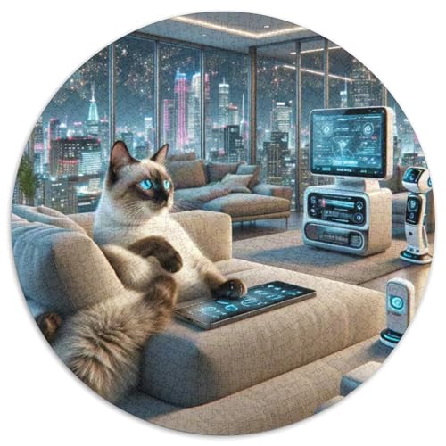 Siamese Kätzchen Katze Puzzles 1000 Teile Künstlerisches Katze Tiere Circular Puzzle Für Erwachsene Und Kinder Ab 12 Jahrengroßes Präzise Schnittführung Verringerter Druck 1000pcs (67.5x67.5cm) von NTBSDVKDO