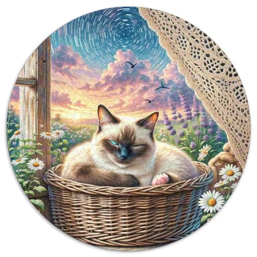 Siamese Kätzchen Katze Puzzles 1000 Teile Unregelmäßige Einzigartige Circular Puzzles Geeignet Ab 12 Jahren Schwieriges Präzise Schnittführung Stressfreisetzung Spielzeug 1000pcs (67.5x67.5cm) von NTBSDVKDO