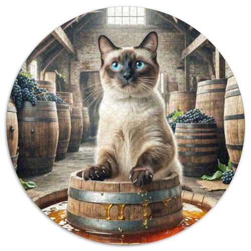 Siamese Kätzchen Katze Rundes 1000 Puzzle Künstlerisches Katze Tiere Puzzles Rundfür Erwachsene Kinder Schwieriges Präzise Schnittführung Verringerter Druck 1000pcs (67.5x67.5cm) von NTBSDVKDO
