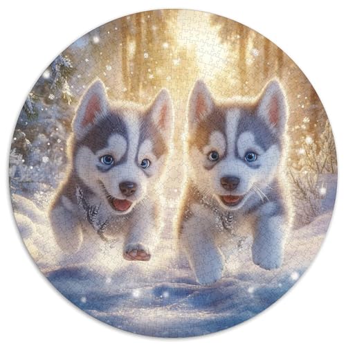 Sibirischer Husky 1000 Stück Unregelmäßige Einzigartige Rundes Puzzles Geeignet Ab 12 Jahren Pädagogisches Präzise Schnittführung Bildungswert 1000pcs (67.5x67.5cm) von NTBSDVKDO