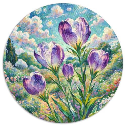 Violett Rundes 1000 Puzzle Künstlerisches Pflanze Rundes Puzzlefür Erwachsene Und Kinder Ab 12 Jahren Schwieriges Hohe Qualität Aus Recycelten Materialien Stressfreisetzung Spielzeug (67.5x67.5cm) von NTBSDVKDO