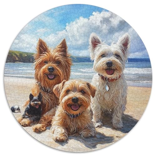 West Highland Weißer Terrier Puzzles 1000 Teile Künstlerisches Circular Für Erwachsene Pädagogisches Präzise Schnittführung Verringerter Druck 1000pcs (67.5x67.5cm) von NTBSDVKDO