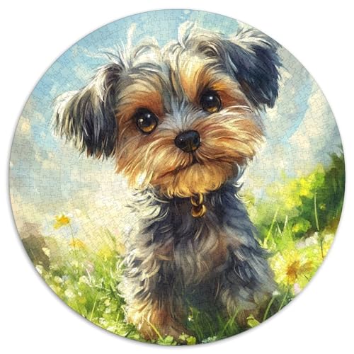 Yorkshire Terrier Rundes 1000 Puzzles Künstlerisches Für Erwachsene Und Kinder Ab 12 Jahren Schwieriges Hohe Qualität Aus Recycelten Materialien Stressfreisetzung Spielzeug 1000pcs (67.5x67.5cm) von NTBSDVKDO