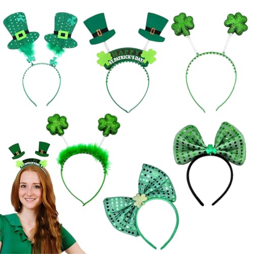 NTEVXZ 6 Pcs St. Patrick's Day Zubehör Haarreif St. Patricks Day Accessoires St Patrick's Day Stirnband Haarreifen Partyzubehör Hutkopf Knopf Irland Dekorative Kopfbedeckung von NTEVXZ