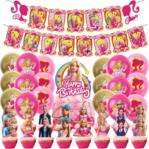 NTEVXZ Barbi Prinzessin Geburtstag Ballon,Top Model Party Dekoration Luftballons, Barbiprinzessin Geburtstag Deko für Mädchen, Geburtstag Dekoration Barbi, 43pcs von NTEVXZ