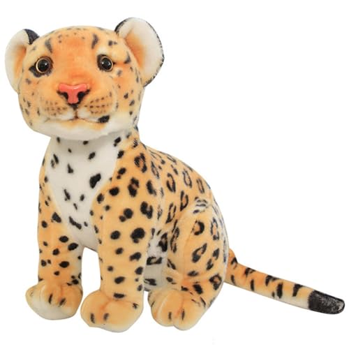 NTEVXZ Leopard Plüschtier Realistische Leopard Kuscheltiere Baby Plüsch Leopard Plüsch Puppe Stofftier Kissen Plüschtier Klein Leopard Geschenk (23CM, Gelb) von NTEVXZ