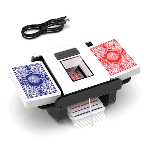 Kartenmischmaschine, Automatischer Kartenmischer für 1–2 Decks, Elektrische Mischmaschine Karten mit 2000mAh Wiederaufladbarer, Geräuscharm kartenmischgerät für UNO Skip Bo Kartenspiel Poker Phase10 von NTHREEAUTO