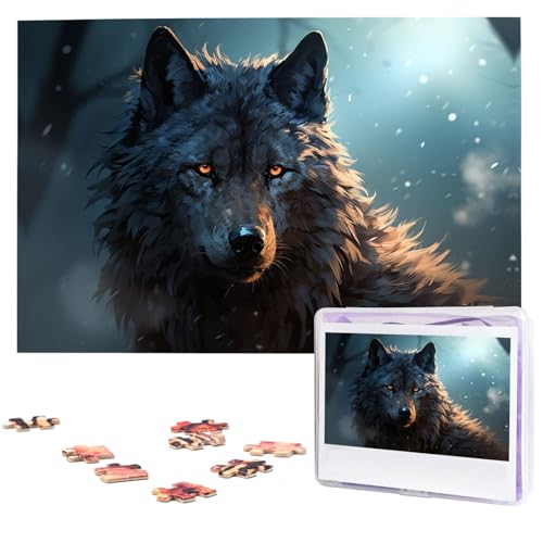 Puzzle für Erwachsene, personalisiertes Bild, Fantasy-Wolf, individuelles Holzpuzzle für Familie, Geburtstag, Hochzeit, Spielabende, Geschenke, Tierpuzzle, 74,9 x 50 cm, 1000 Teile Puzzle für Erwachsene, personalisiertes Bild, Fantasy-Wolf, individuelles Holzpuzzle für Familie, Geburtstag, Hochzeit, Spielabende, Geschenke, Tierpuzzle, 74,9 x 50 cm, 1000 Teile von NTVOWPZO