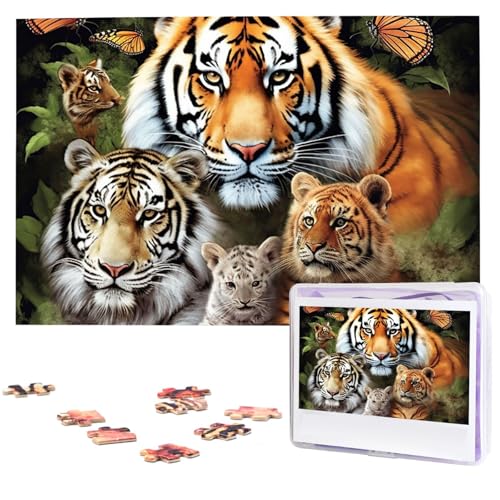 Puzzle für Erwachsene, personalisiertes Bild, Löwe, Tiger, Leopard und Schmetterling, individuelles Holzpuzzle für Familie, Geburtstag, Hochzeit, Spielabende, Geschenke, Tierpuzzle, 74,9 x 50 cm, 1000 Puzzle für Erwachsene, personalisiertes Bild, Löwe, Tiger, Leopard und Schmetterling, individuelles Holzpuzzle für Familie, Geburtstag, Hochzeit, Spielabende, Geschenke, Tierpuzzle, 74,9 x 50 cm, 1000 von NTVOWPZO