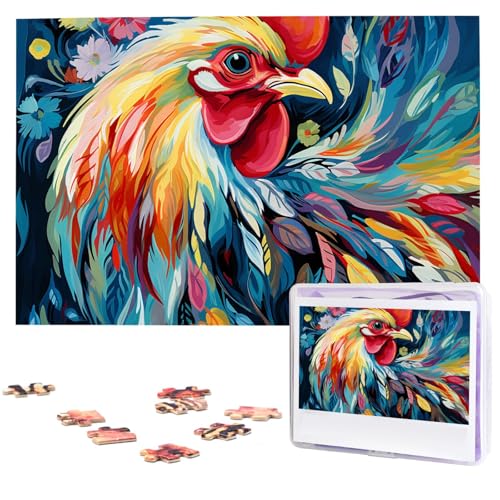 Puzzle für Erwachsene, personalisiertes Bild, Puzzle, Kunst, buntes Huhn, individuelles Holzpuzzle für Familie, Geburtstag, Hochzeit, Spielabende, Geschenke, Tierpuzzle, 74,9 x 50 cm, 1000 Teile Puzzle für Erwachsene, personalisiertes Bild, Puzzle, Kunst, buntes Huhn, individuelles Holzpuzzle für Familie, Geburtstag, Hochzeit, Spielabende, Geschenke, Tierpuzzle, 74,9 x 50 cm, 1000 Teile von NTVOWPZO