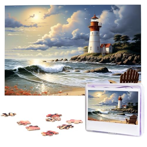 Puzzle für Erwachsene, personalisiertes Bildpuzzle, Motiv: Meer, Leuchtturm, Sandstrand, individuelles Holzpuzzle für Familie, Geburtstag, Hochzeit, Spielabende, Geschenke, Tierpuzzle, 74,9 x 50 cm Puzzle für Erwachsene, personalisiertes Bildpuzzle, Motiv: Meer, Leuchtturm, Sandstrand, individuelles Holzpuzzle für Familie, Geburtstag, Hochzeit, Spielabende, Geschenke, Tierpuzzle, 74,9 x 50 cm von NTVOWPZO