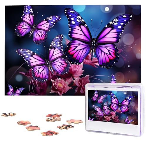 Puzzle für Erwachsene, personalisiertes Bildpuzzle, violette Schmetterlinge, individuelles Holzpuzzle für Familie, Geburtstag, Hochzeit, Spielabende, Geschenke, Tierpuzzle, 74,9 x 50 cm, 1000 Teile Puzzle für Erwachsene, personalisiertes Bildpuzzle, violette Schmetterlinge, individuelles Holzpuzzle für Familie, Geburtstag, Hochzeit, Spielabende, Geschenke, Tierpuzzle, 74,9 x 50 cm, 1000 Teile von NTVOWPZO