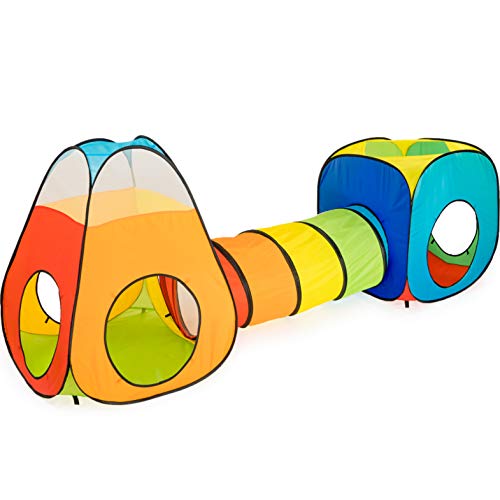 NUBUNI 3 in 1 : Spielzelt Kinderzelt : Babyzelt mit krabbeltunnel : Teiliges Bällebad : Spielzelt Babyzelt : Spielhaus mit Zelt Tasche und Tunnel : Mehrfarbig von NUBUNI