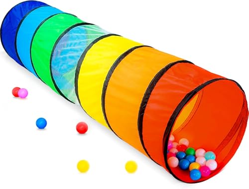 NUBUNI Kinder Tunnel XL 180 cm | Kinder Krabbeltunnel | Parcour Kinder Outdoor Indoor | Baby Klettern ab 1 Jahr | Baby Tunnel Krabbeln | Kriechtunnel | Spieltunnel Kind | A (Bälle Nicht Enthalten) von NUBUNI