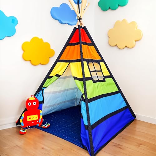 NUBUNI Tipi Zelt Für Kinder Colorful | Tippi Kinderzelt Junge Indoor Mit Bodenmatte Und Aufbewahrungstasche von NUBUNI