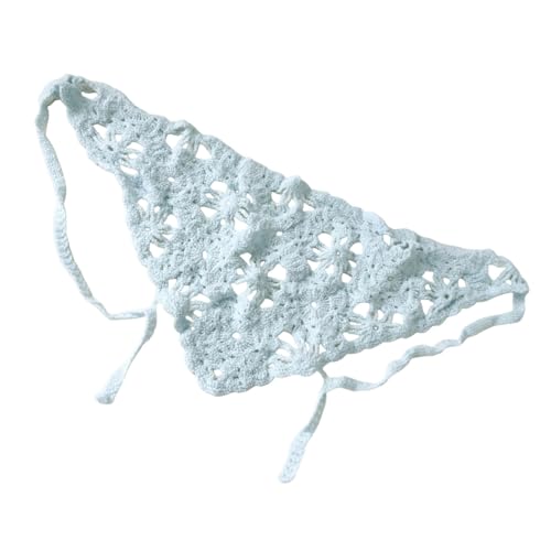 [NUEAYMS] Gestricktes Blumen-Bandana-Bandana, mehrzweck, modische Foto-Requisiten, Bomian Accessoires für Damen, Blau, Einheitsgröße von NUEAYMS