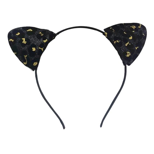 NUEAYMS Modischer Leoparden-Katzenohren-Haarreif für Damen, Teenager, Glitzer, Katzenohren-Haarreif, Partyzubehör, Cosplay-Kopfschmuck NUEAYMS Modischer Leoparden-Katzenohren-Haarreif für Damen, Teenager, Glitzer, Katzenohren-Haarreif, Partyzubehör, Cosplay-Kopfschmuck von NUEAYMS