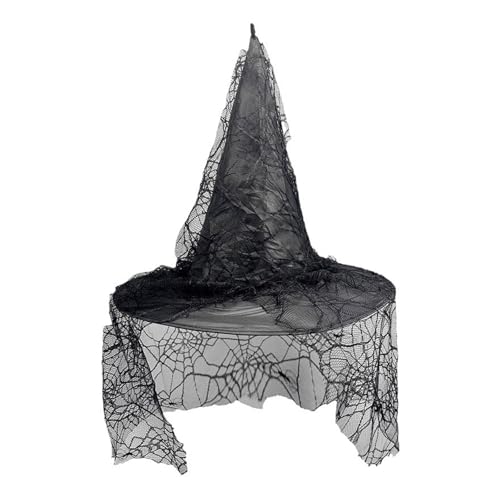 NUEAYMS Schwarzer Hexenhut für Damen, mit Schleier, gerüscht, durchscheinend, spitz, Hexenhut, Cosplay, Maskerade, Party-Zubehör NUEAYMS Schwarzer Hexenhut für Damen, mit Schleier, gerüscht, durchscheinend, spitz, Hexenhut, Cosplay, Maskerade, Party-Zubehör von NUEAYMS