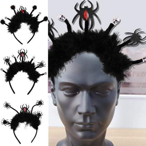 NUEAYMS Totenkopf-Spinnen-Haarband, Halloween-Kopfbedeckung, Halloween-Party, Foto-Requisiten, Spinnen, Party, Kopfbedeckung, Cosplay, Zubehör, Skelett-Stirnband, Kinder von NUEAYMS