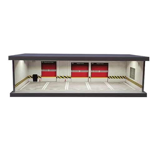 1/43 Diorama Garagenmodell mit LED Lichit, Diecast Parkplatz-Szenen-Display Case, for Hot Wheels Szene Display Case, Szene Vitrine Sammlung Geschenk von NUEIOVRW