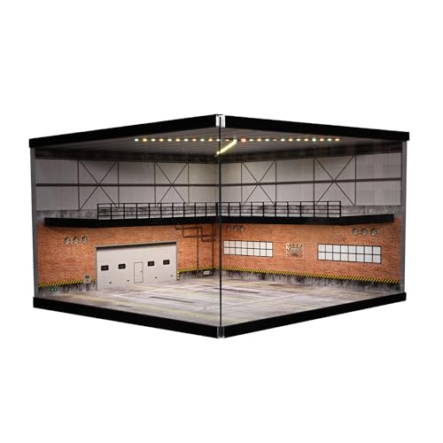 1/64 Diorama Garage Modell Mit Lichit, Parkplatz Szene Display Case Modell für Hot Wheels modellauto vitrine, für 1:64 Die Casting Car Model, 20 Fahrzeuge Stehen zur Verfügung, Sammlung Geschenk von NUEIOVRW