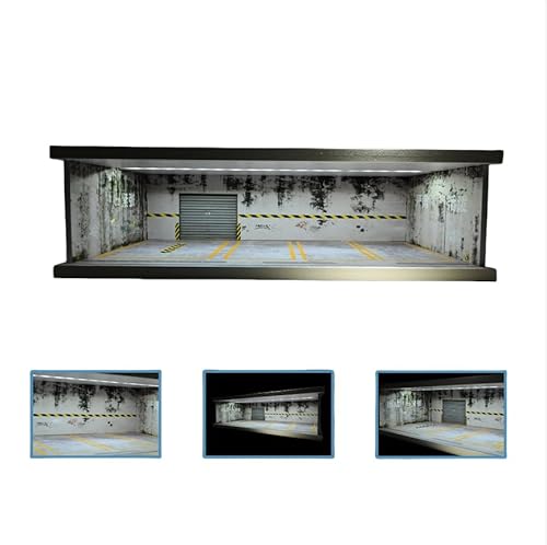 1:43 Diorama Parkplatz, LED Beleuchtung Simulation Straßenszene Fahrzeug Garage Vitrine, Druckguss Auto Display Hintergrund(MJ-07) von NUEIOVRW